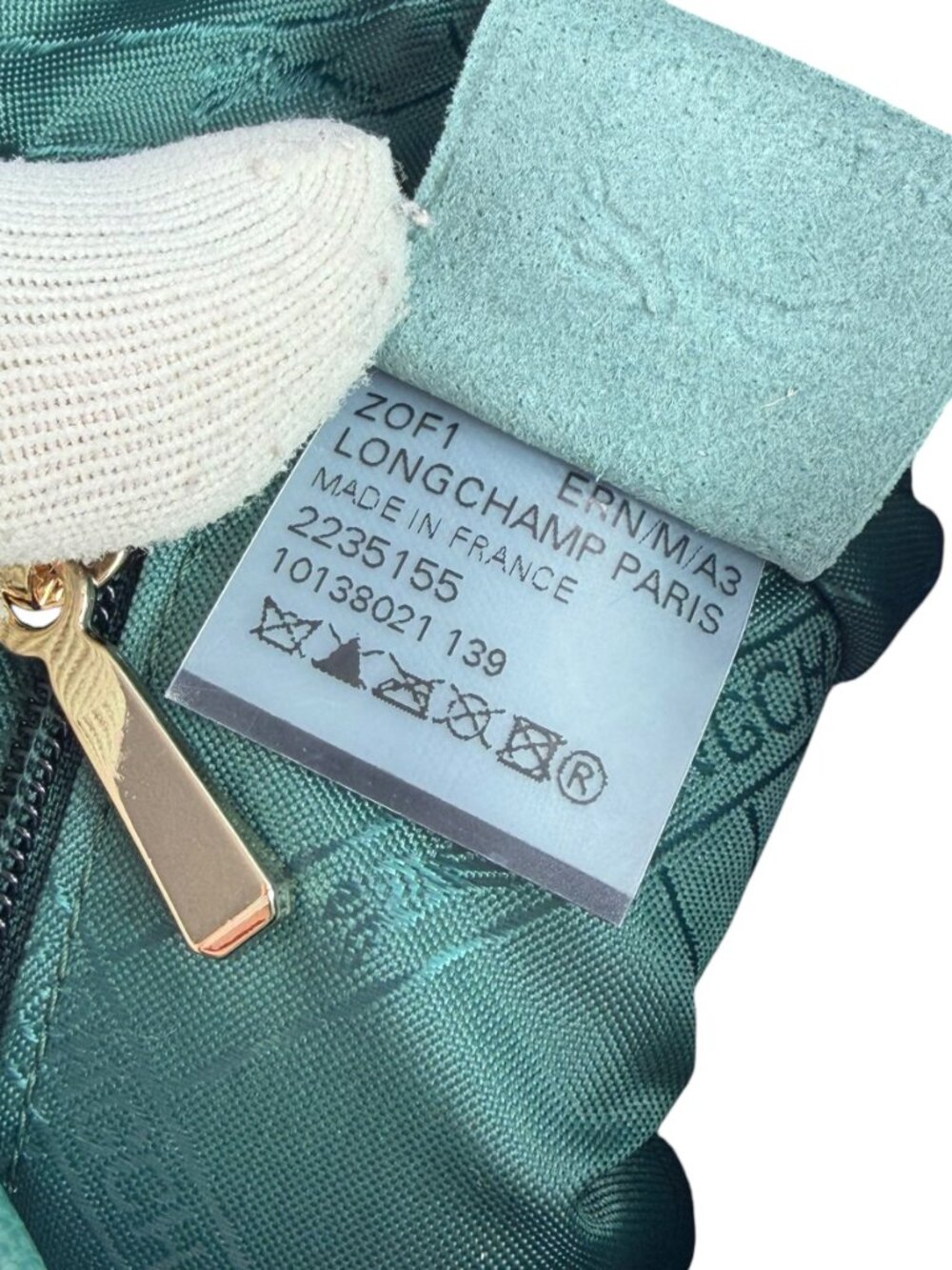 LONGCHAMP Le Foulonne Teal Leather Small Crossbody Shoulder Bag Made in France - Picture 10 of 15